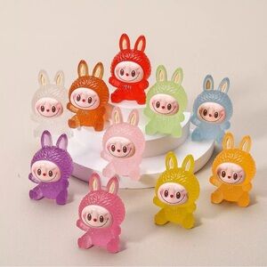 10PCs Luminous Labubu Toy-Glow-in-the-Dark Monster Bunny Figure Neon Collectible